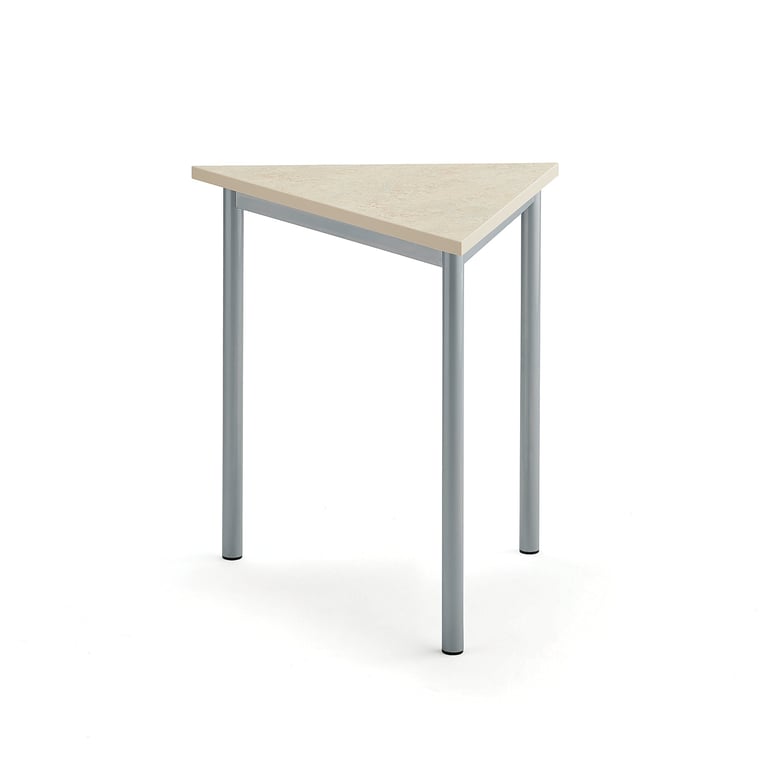 Levně Stůl SONITUS TRIANGEL, 800x700x720 mm, stříbrné nohy, deska s linoleem, béžová