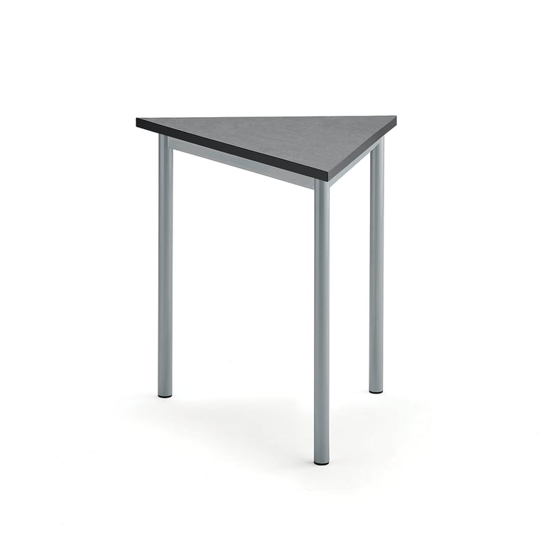 Levně Stůl SONITUS TRIANGEL, 800x700x720 mm, stříbrné nohy, deska s linoleem, tmavě šedá