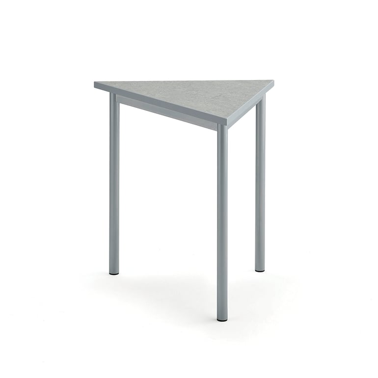 Levně Stůl SONITUS TRIANGEL, 800x700x720 mm, bílé nohy, deska s linoleem, šedá