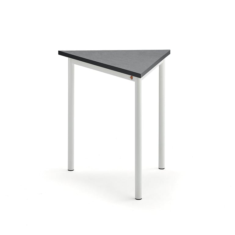 Levně Stůl SONITUS TRIANGEL, 800x700x720 mm, bílé nohy, deska s linoleem, tmavě šedá