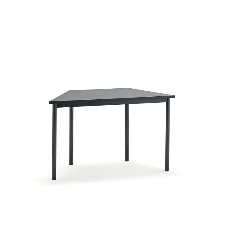 Levně Stůl SONITUS TRAPETS, 1200x600x720 mm, antracitově šedé nohy, deska s linoleem, tmavě šedá
