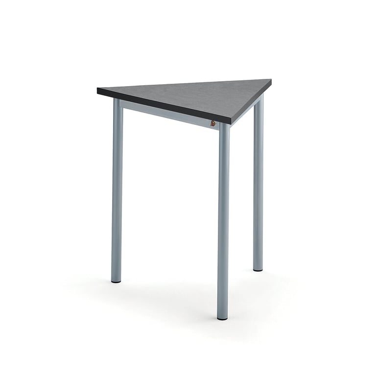 Levně Stůl SONITUS TRIANGEL, 700x700x720 mm, stříbrné nohy, deska s linoleem, tmavě šedá