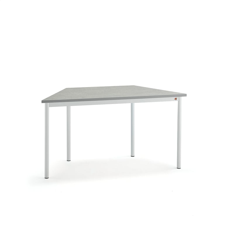 Levně Stůl SONITUS TRAPETS, 1400x700x720 mm, bílé nohy, deska s linoleem, šedá
