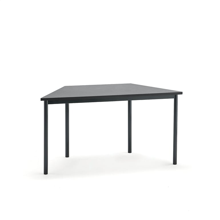 Levně Stůl SONITUS TRAPETS, 1400x700x720 mm, antracitově šedé nohy, deska s linoleem, tmavě šedá