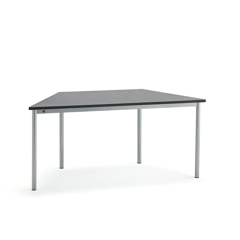 Levně Stůl SONITUS TRAPETS, 1600x800x720 mm, stříbrné nohy, deska s linoleem, tmavě šedá