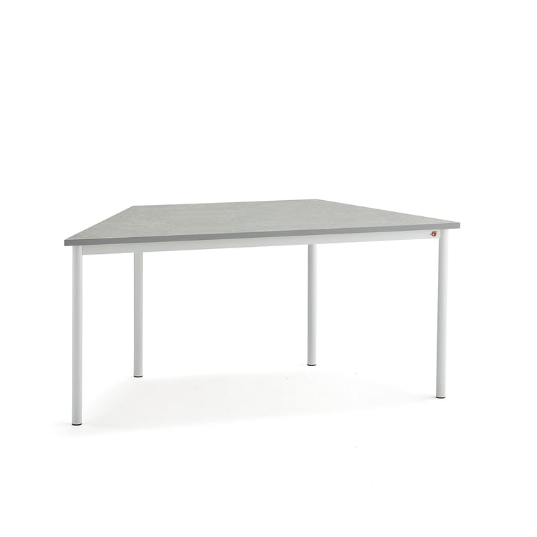 Levně Stůl SONITUS TRAPETS, 1600x800x720 mm, bílé nohy, deska s linoleem, šedá