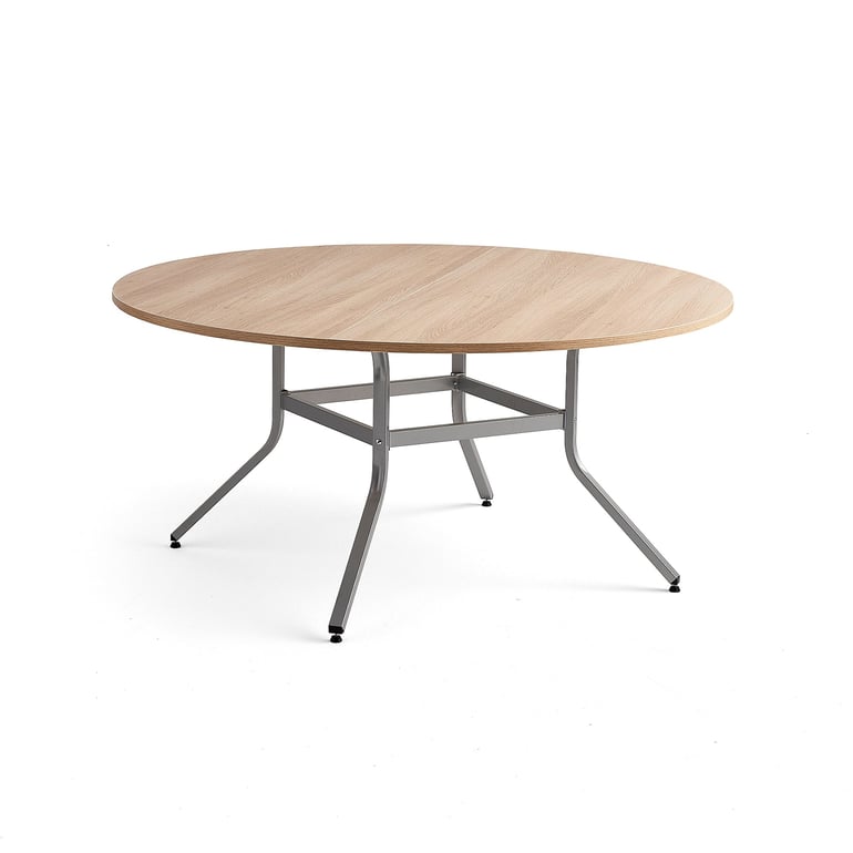 Levně Stůl VARIOUS, Ø1600 mm, výška 740 mm, stříbrná, dub