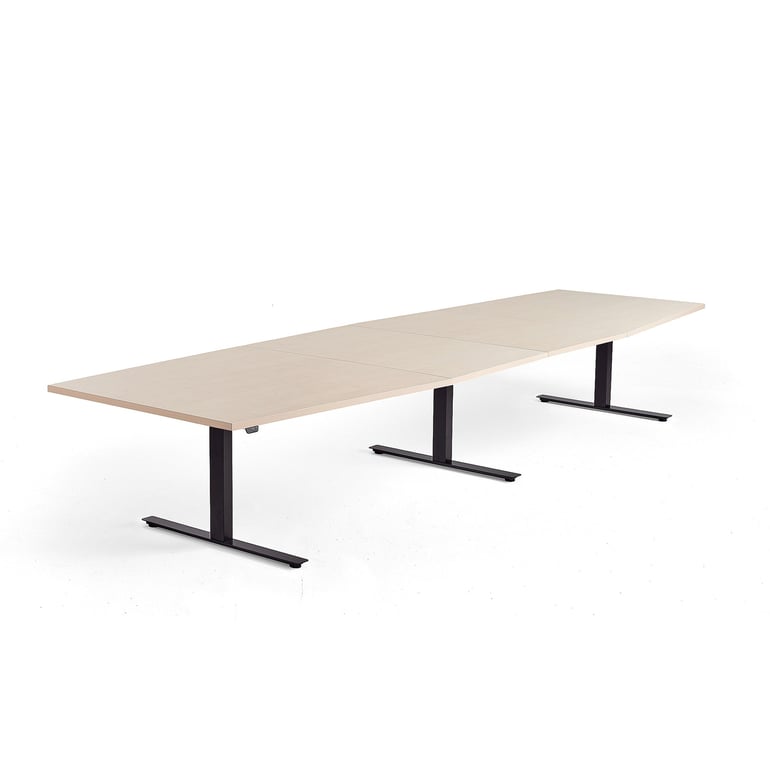 Standing conference table MODULUS, 4000x1200 mm, black frame, birch ...