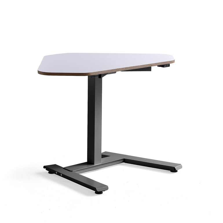 Standing corner desk NOVUS, 1200x750 mm, black frame, white table top ...