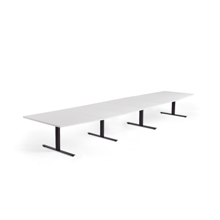 Conference table MODULUS, 5600x1200 mm, T-frame, black frame, white ...