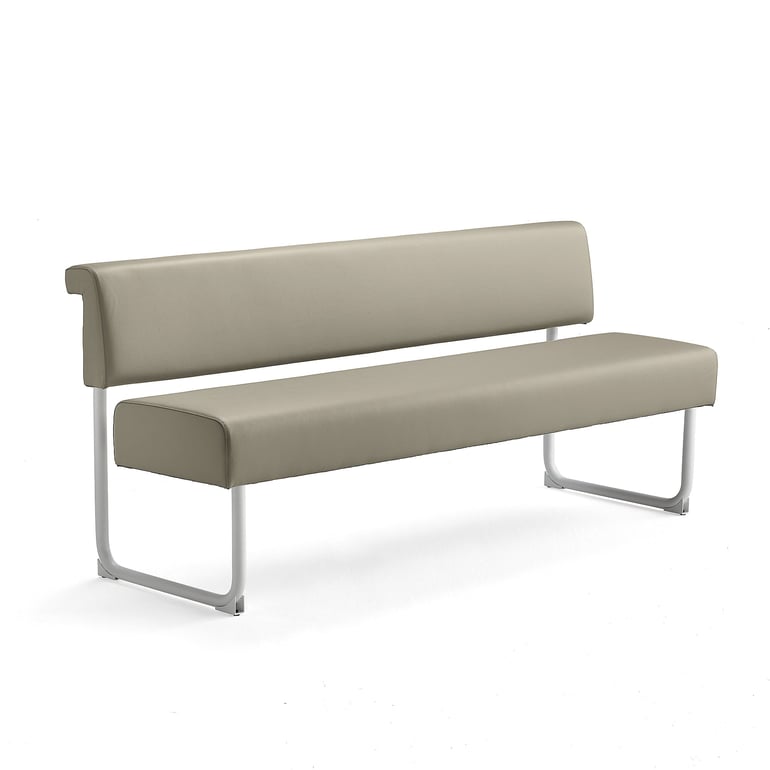 Levně Pohovka START, 1800 mm, umělá kůže, taupe, bílá