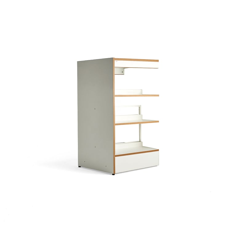 Levně Regál na knihy STORY, přídavný, oboustranný, 1280x723x585 mm, 3 police, bílá