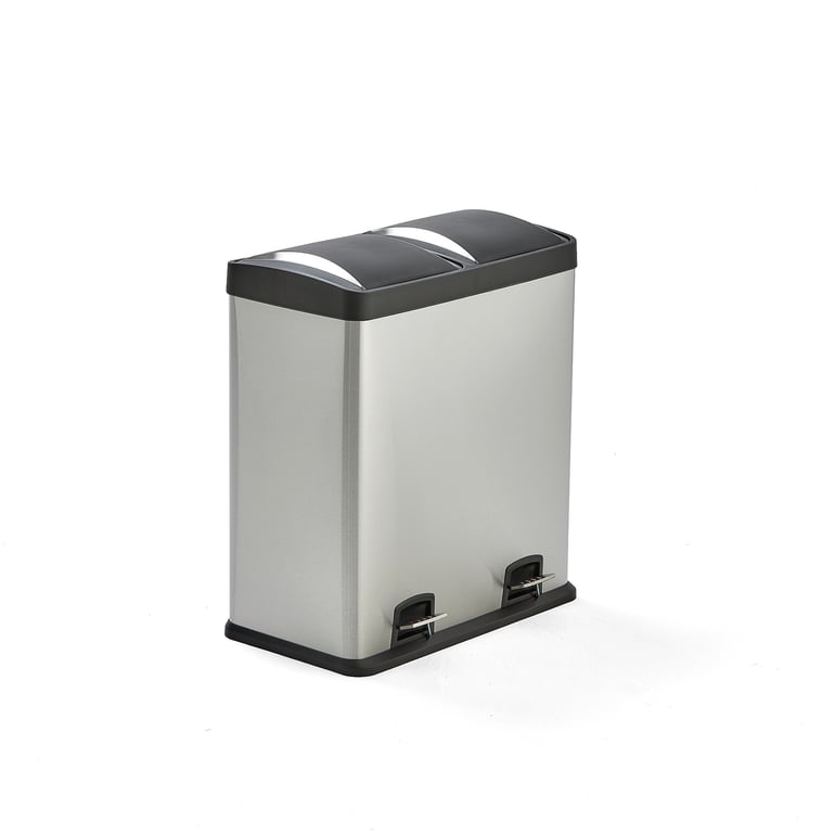 Levně Koš na tříděný odpad ACADIA, 2 nádoby, 60 l, nerez