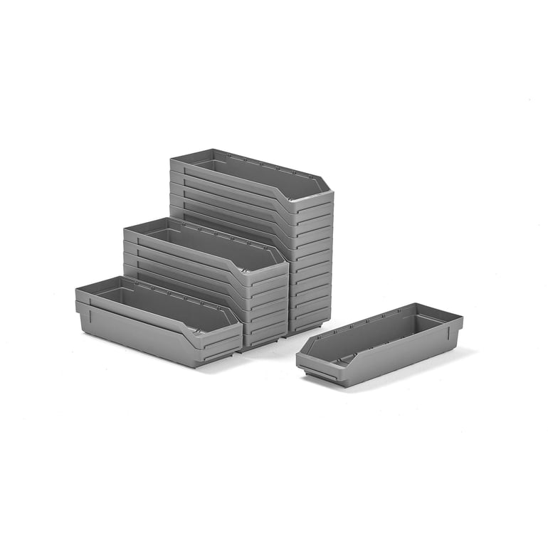 Plastové boxy na súčiastky REACH, 500x180x95 mm, 20 ks, šedé