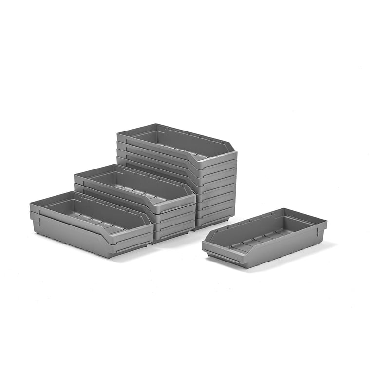 Plastové boxy na súčiastky REACH, 500x240x95 mm, 15 ks, šedé