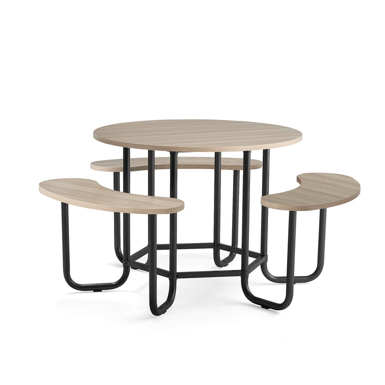 Poseur height seating group OCTO, ash benches, black frame | AJ Products UK