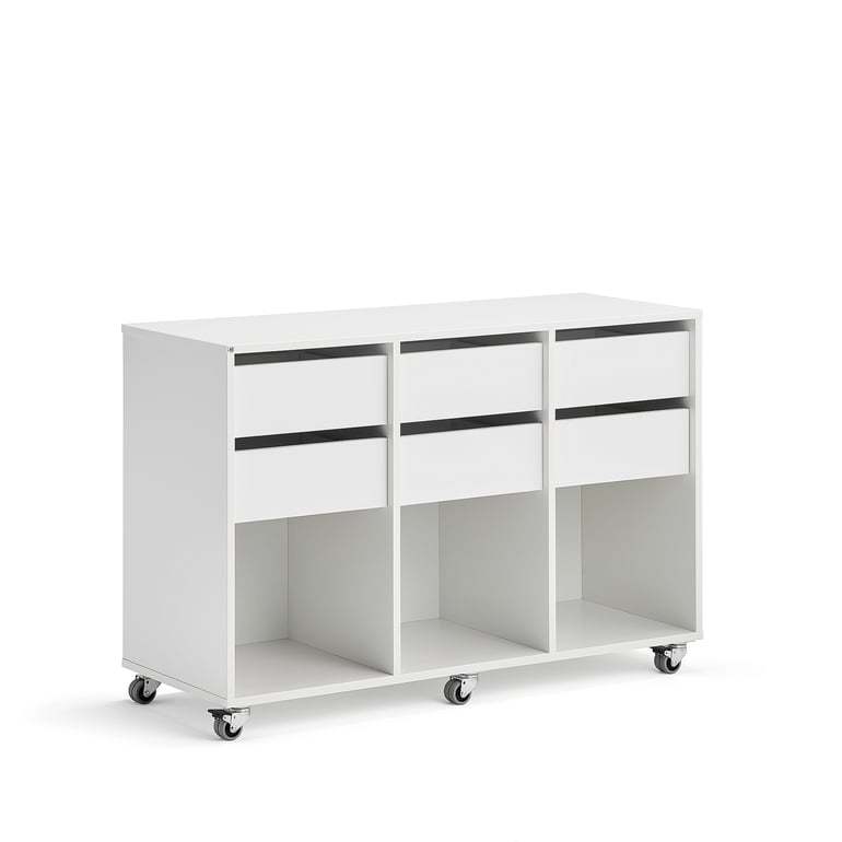 Levně Skříňka CASPER, 6 zásuvek, 3 přihrádky, bílá