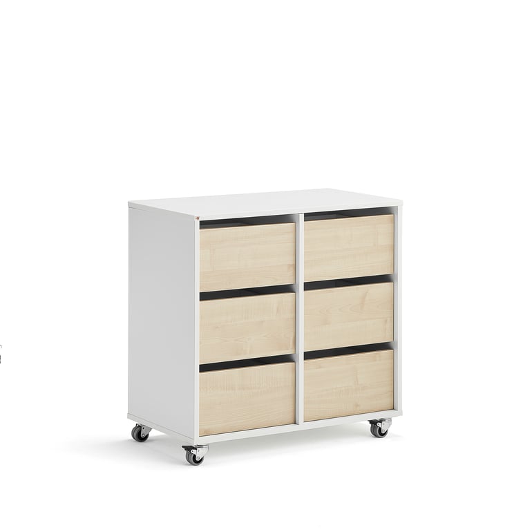 Levně Skříňka CASPER, 6 zásuvek, bílá, bříza
