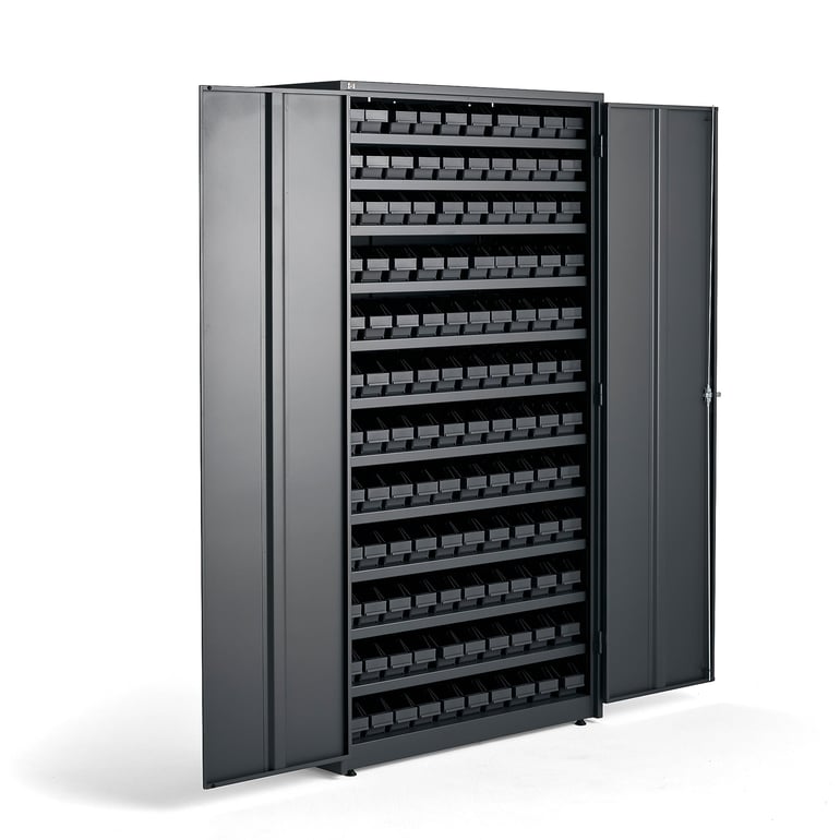 Levně Skříň s plastovými boxy REACH + SUPPLY, 120 boxů, 1900x1020x500 mm