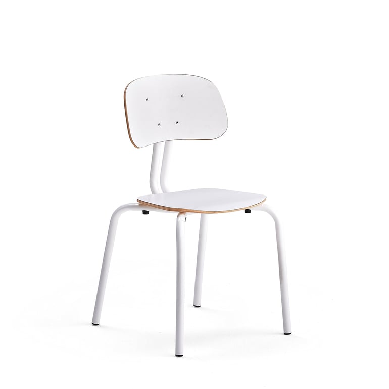 Školská stolička YNGVE, so 4 nohami, biela, biela, V 460 mm
