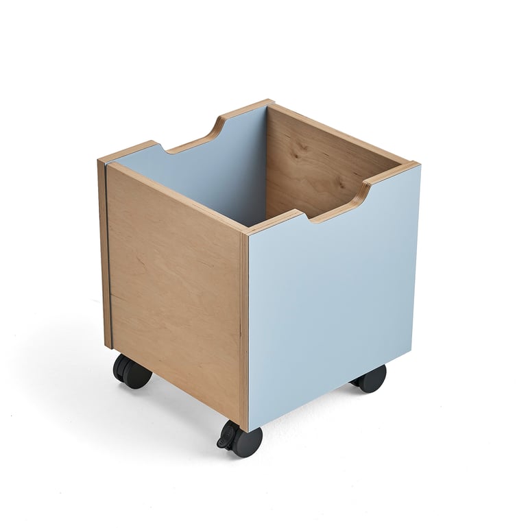 Levně Dřevěný box RICO, s kolečky, modrá