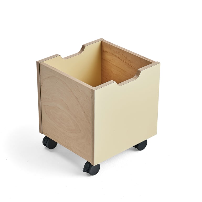 Levně Dřevěný box RICO, s kolečky, žlutá