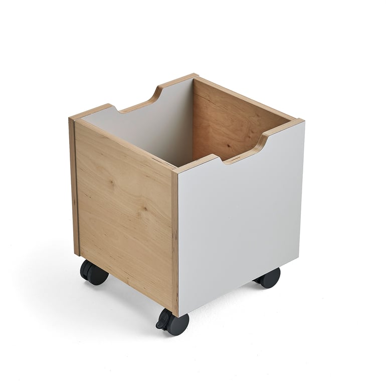 Levně Dřevěný box RICO, s kolečky, šedá