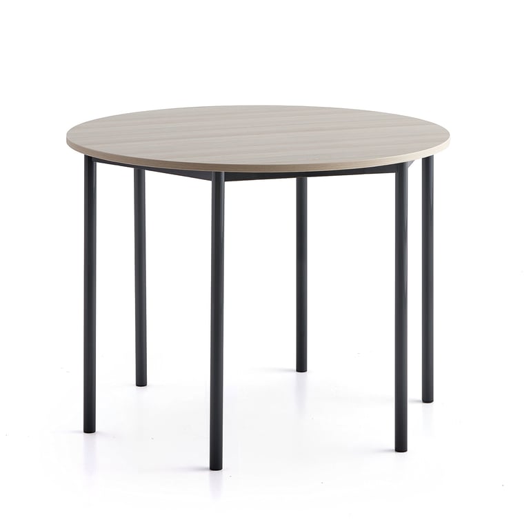 Levně Stůl BORÅS PLUS, Ø1200x900 mm, antracitově šedé nohy, HPL deska, jasan