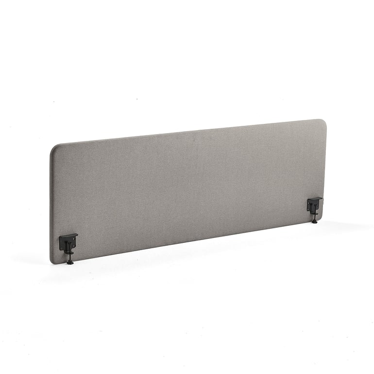 Levně Stolový paraván ZONE, černé svorky, 2000X650x36 mm, potah Rivet, stříbrnošedá