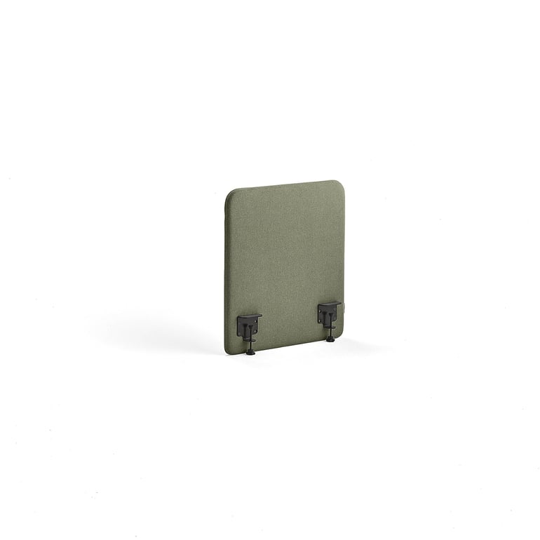 Stolový paraván ZONE, čierne svorky, 600x650x36 mm, látka Rivet, zelenomodrá