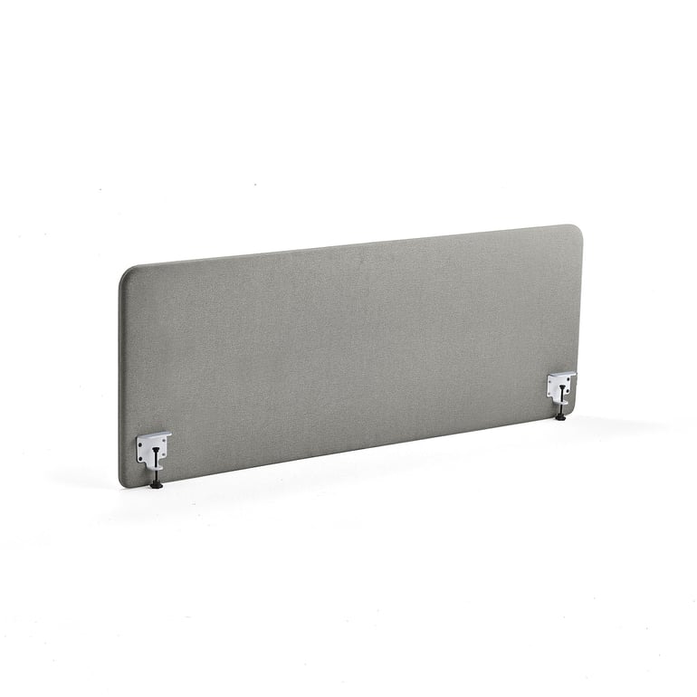 Levně Stolový paraván ZONE, bílé svorky, 1800X650x36 mm, potah Rivet, stříbrnošedá