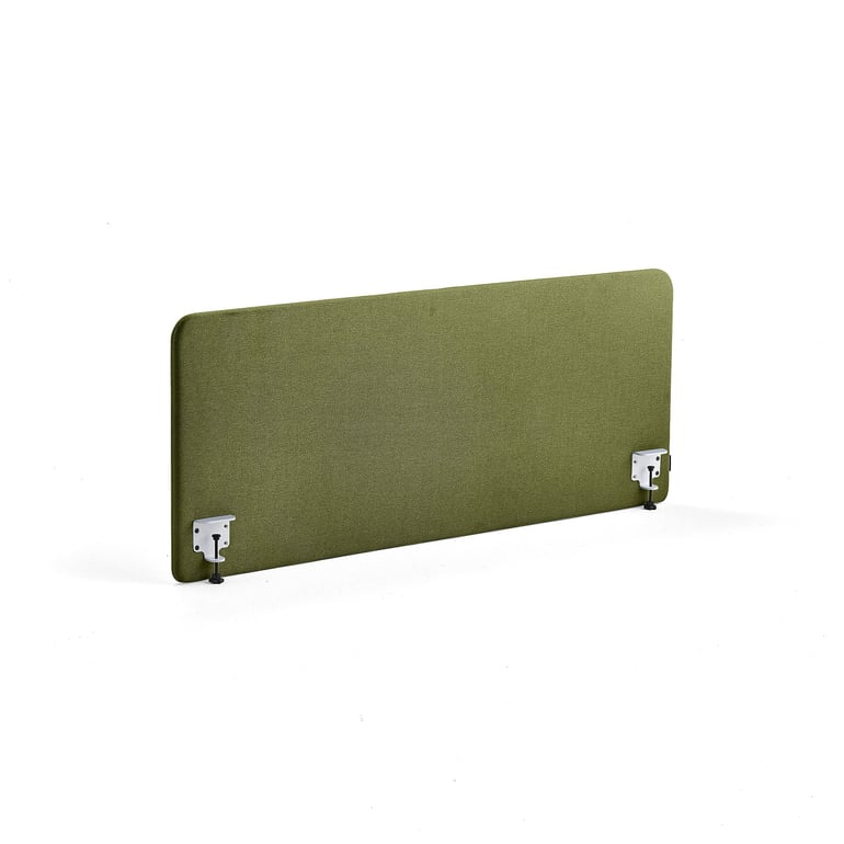 Stolový paraván ZONE, biele svorky, 1600x650x36 mm, látka Hush, forest green