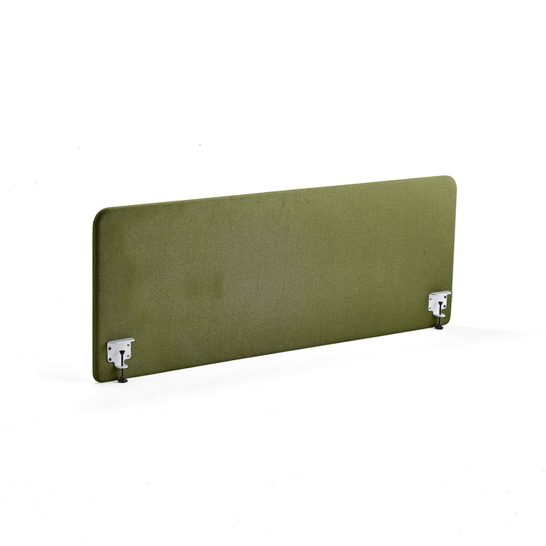Stolový paraván ZONE, biele svorky, 1800x650x36 mm, látka Hush, forest green