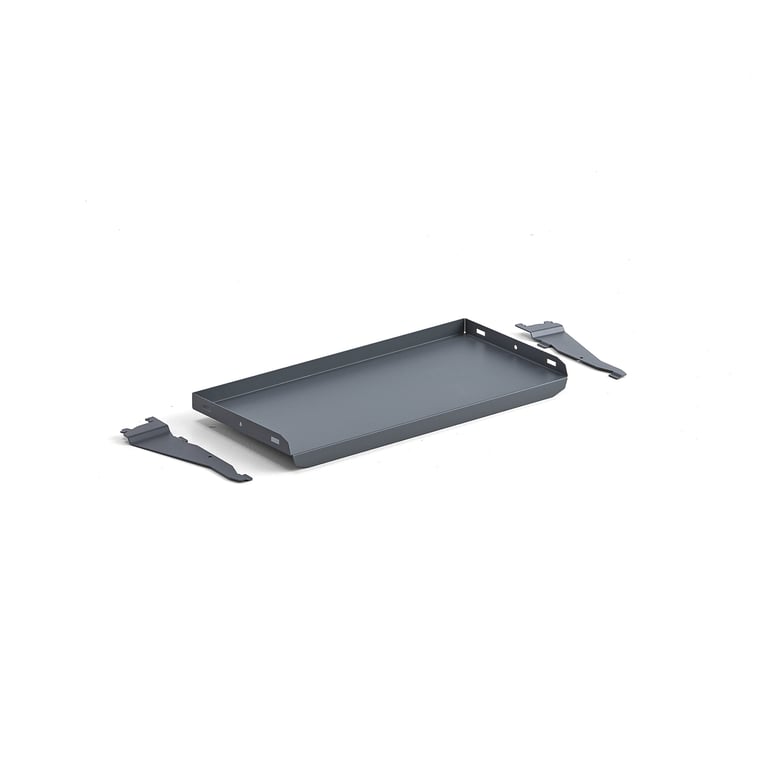 Levně Šikmá police k pracovnímu stolu ROBUST/SOLID, 670x300 mm, tmavě šedá