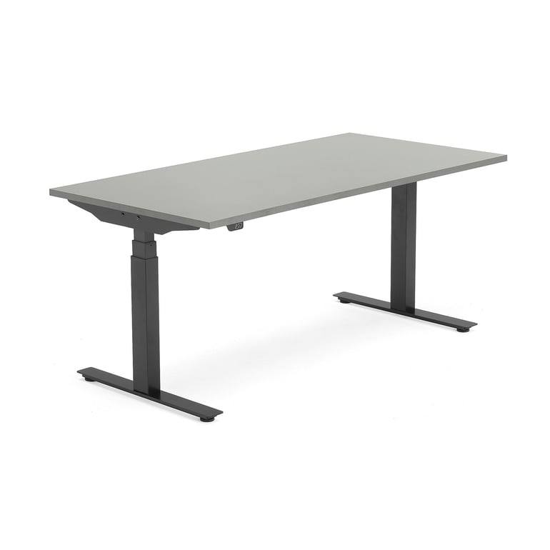 Standing desk MODULUS, 1600x800 mm, black frame, light grey | AJ ...