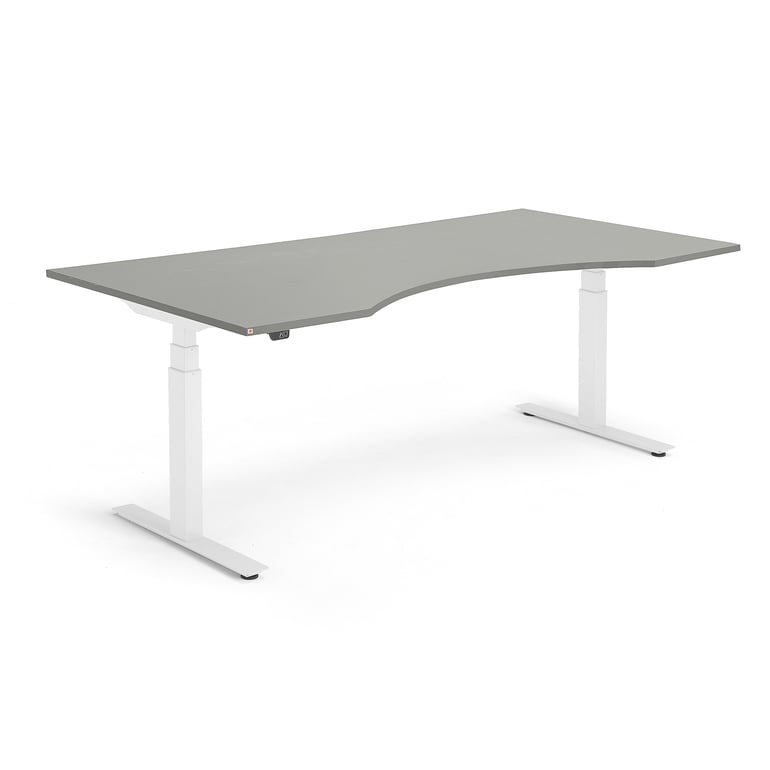 Standing desk MODULUS, wave, 2000x1000 mm, white frame, light grey | AJ ...