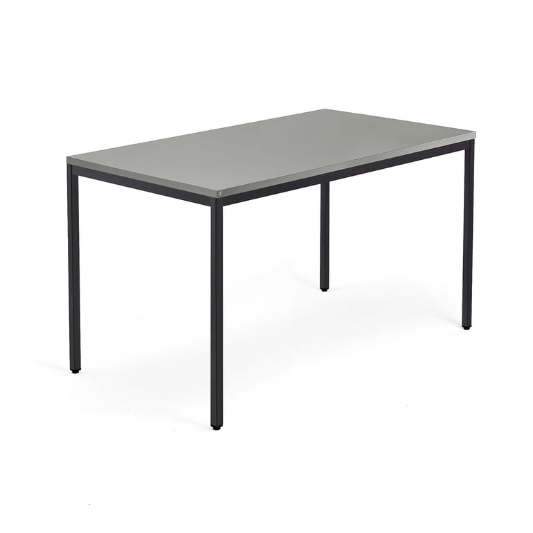 Kancelársky stôl QBUS, klasický rám, 1400x800 mm, čierna, svetlošedá