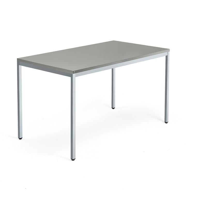 Kancelársky stôl QBUS, klasický rám, 1400x800 mm, strieborná, svetlošedá