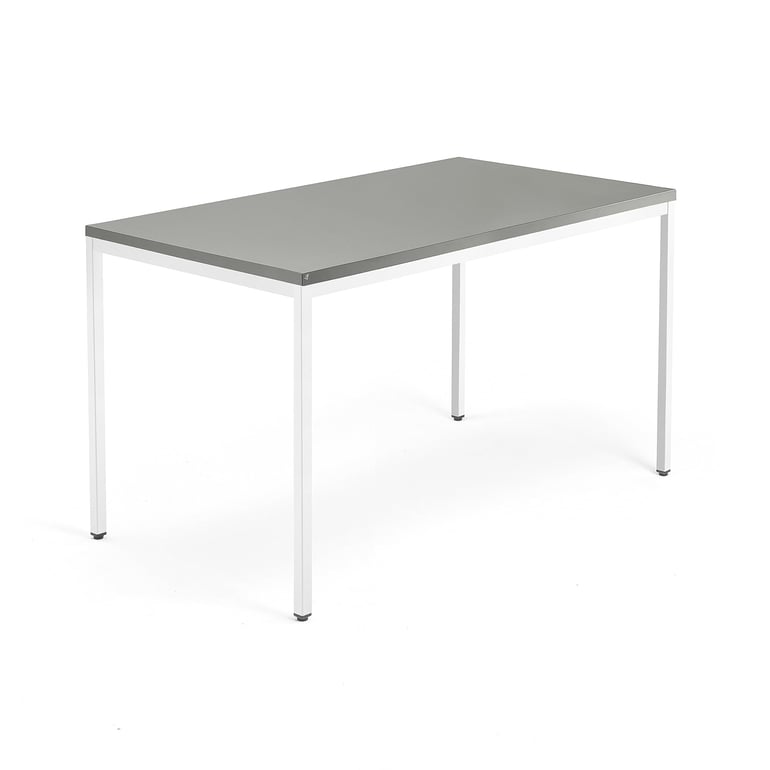 Kancelársky stôl QBUS, klasický rám, 1400x800 mm, biela, svetlošedá