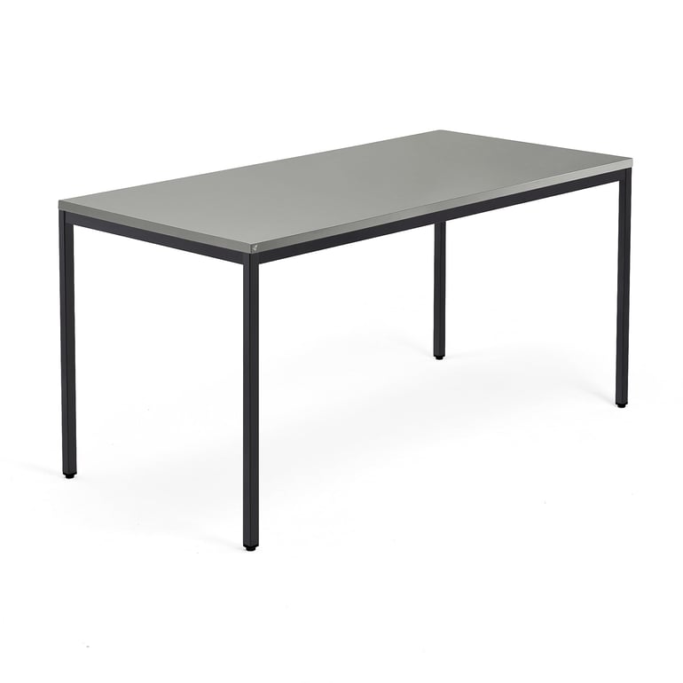 Kancelársky stôl QBUS, klasický rám, 1600x800 mm, čierna, svetlošedá