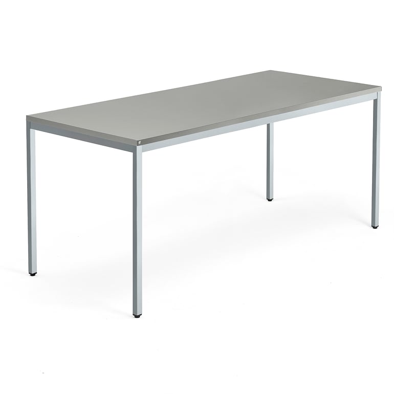 Levně Psací stůl QBUS, 4 nohy, 1800x800 mm, stříbrný rám, světle šedá