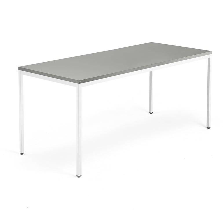 Kancelársky stôl QBUS, klasický rám, 1800x800 mm, biela, svetlošedá