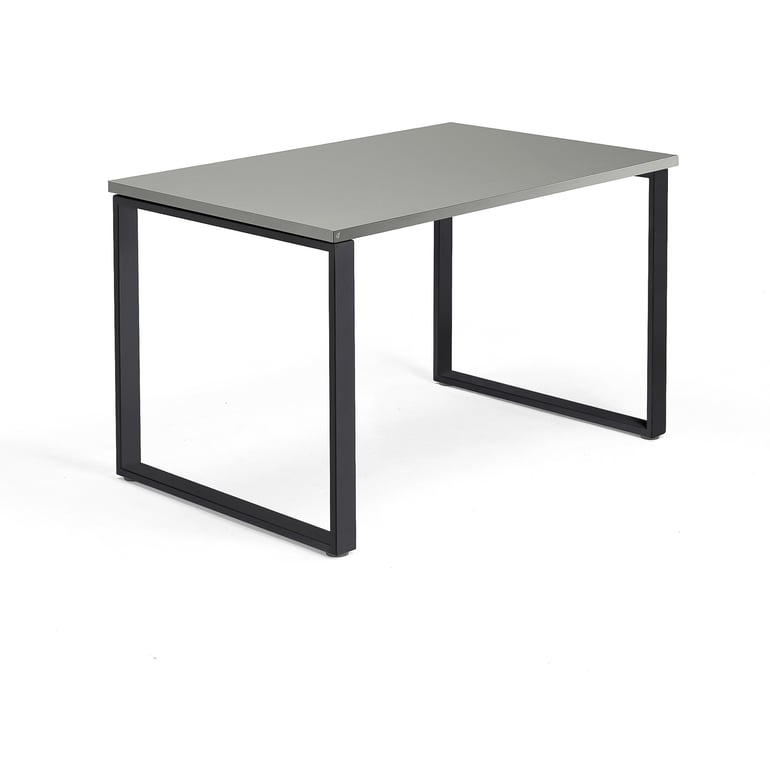 Levně Psací stůl QBUS, O-podnož, 1200x800 mm, černý rám, světle šedá