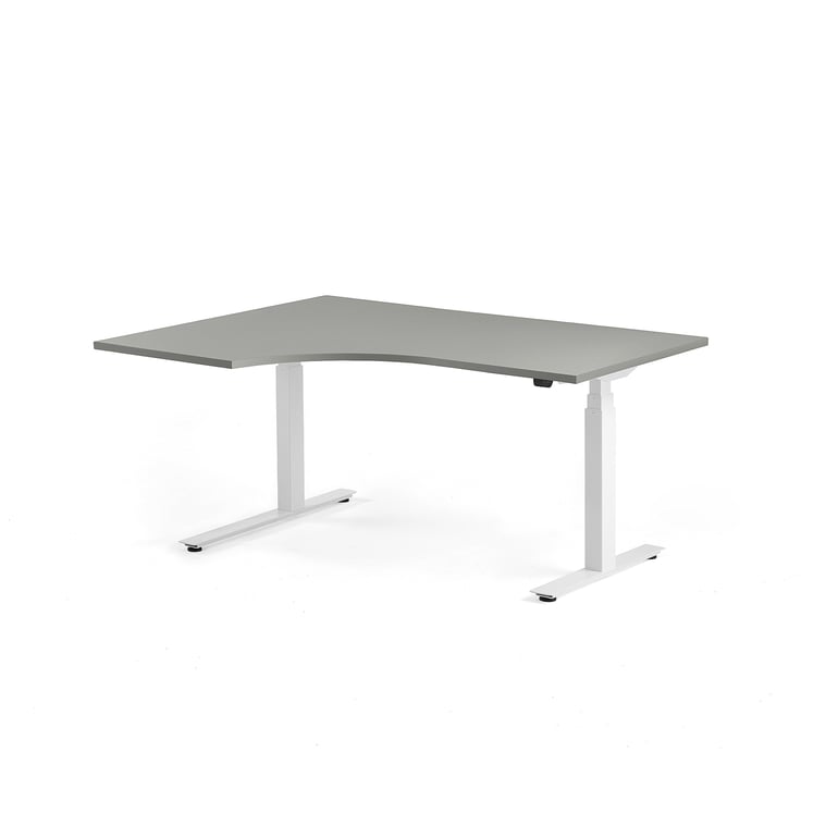 Standing desk MODULUS, ergonomic, 1600x1200 mm, white frame, light grey ...