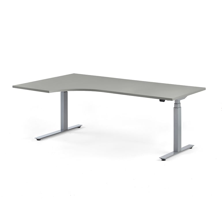 Standing desk MODULUS, ergonomic, 2000x1200 mm, silver frame, light ...