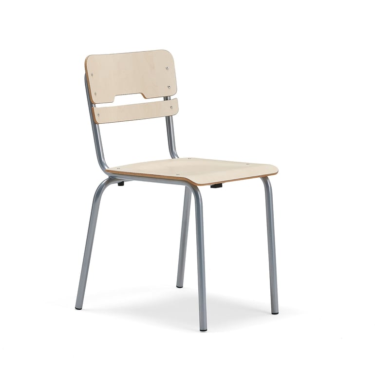 Školská stolička SCIENTIA, široké sedadlo, V 460 mm, strieborná/breza