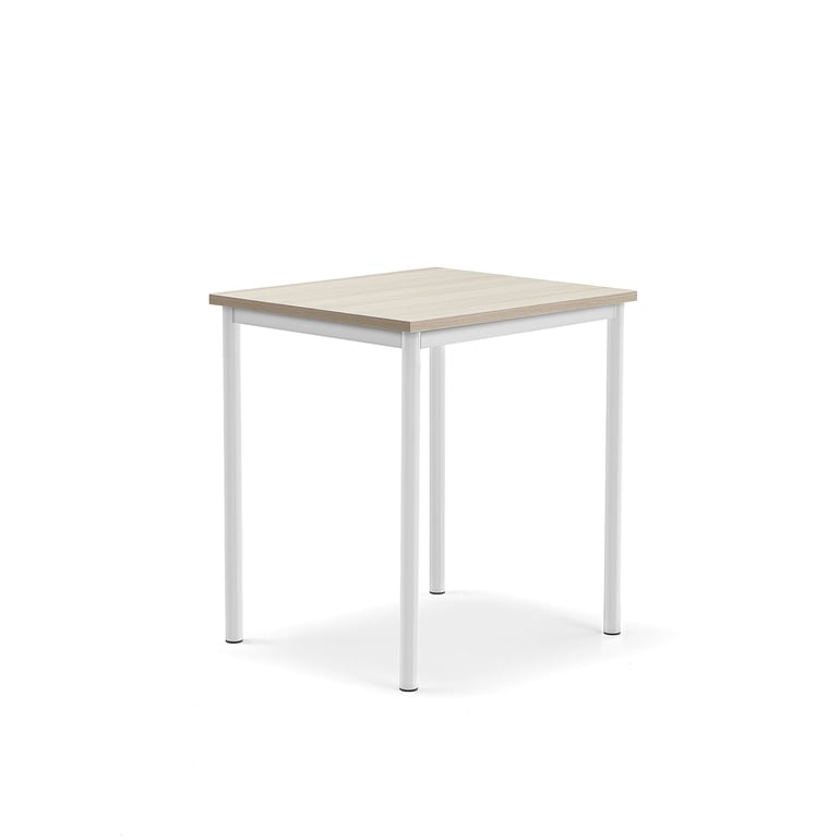 Levně Stůl BORÅS PLUS, 700x600x760 mm, bílé nohy, HPL deska, jasan