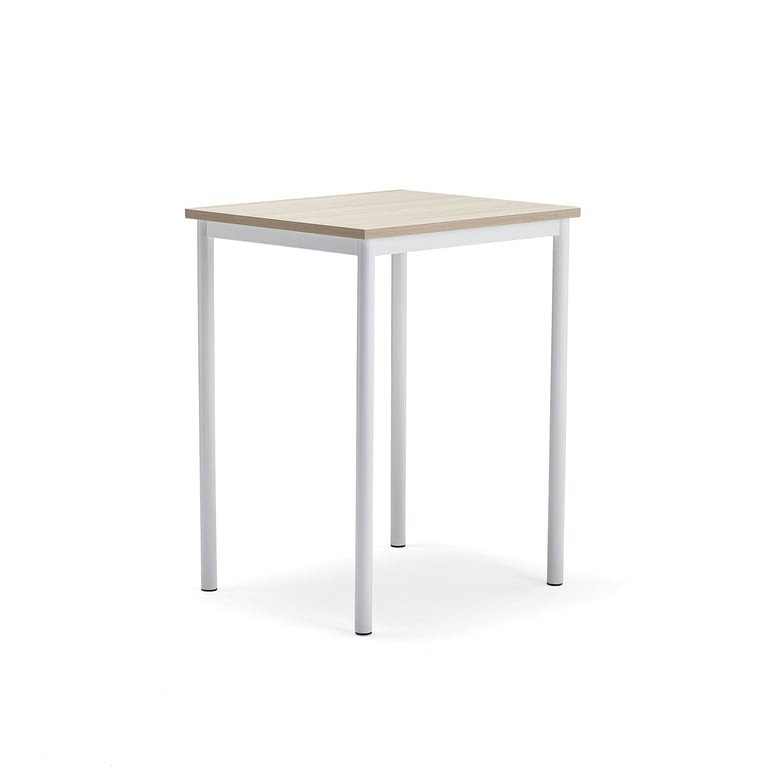 Levně Stůl BORÅS PLUS, 700x600x900 mm, bílé nohy, HPL deska, jasan