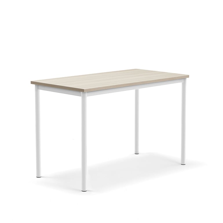 Levně Stůl BORÅS PLUS, 1200x600x760 mm, bílé nohy, HPL deska, jasan