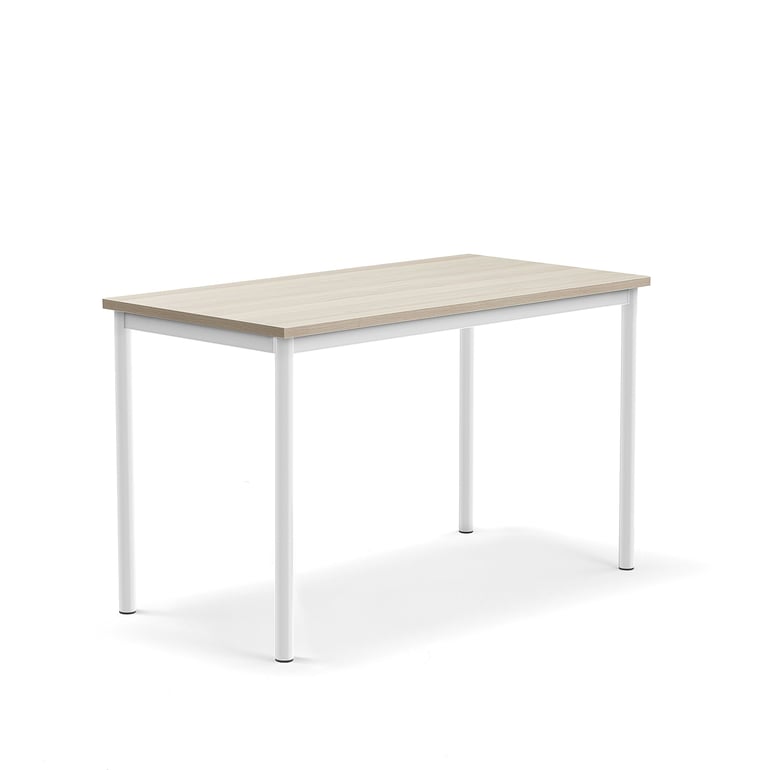 Levně Stůl SONITUS PLUS, 1200x600x720 mm, bílé nohy, HPL deska tlumící hluk, jasan